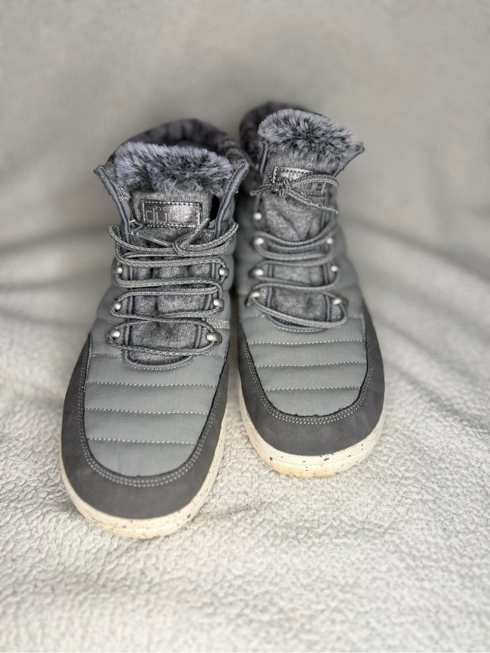 Hey Dude Women's Gray Faux-Fur Lined Winter Boots